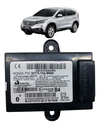 Módulo Bluetooth Central Honda Crv 2014 2015 39775t0am000