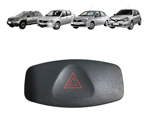 Interruptor Botão Pisca Alerta Duster Logan Sandero Symbol Preto