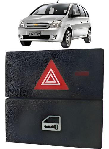 Botão Pisca Alerta Trava Gm Meriva Vectra 2004 2011 93332974 Preto