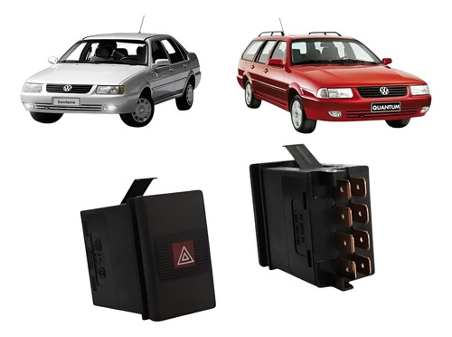 Interruptor Chave Pisca Alerta Vw Santana/ Quantum 98 A 2006 Preto