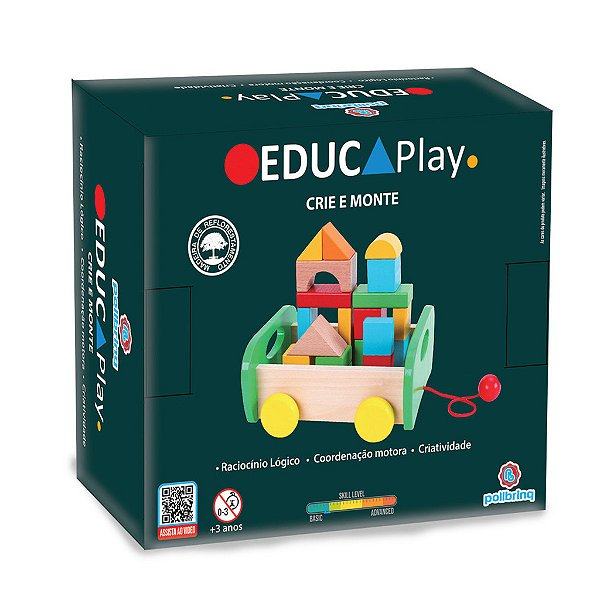 Brinquedo de Montar Educativo Carrinho de Madeira Polibrinq