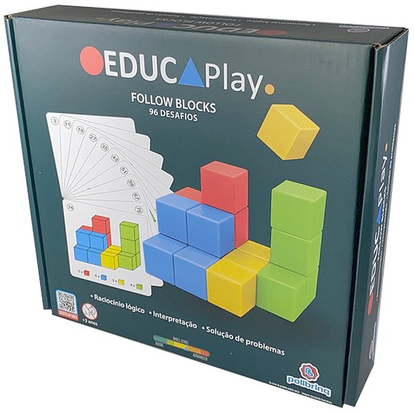 Brinquedo Educativo Blocos de Montar 24 Peças Follow Blocks EducaPlay Polibrinq