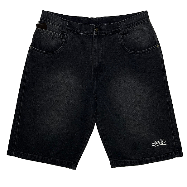 BERMUDA JEANS ESCURO CORTE RETO PRETA 1