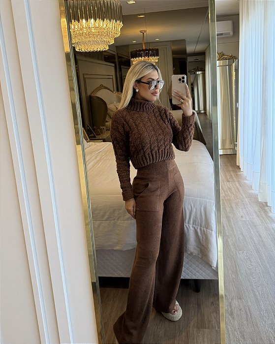 Calca Cintura Alta Flare