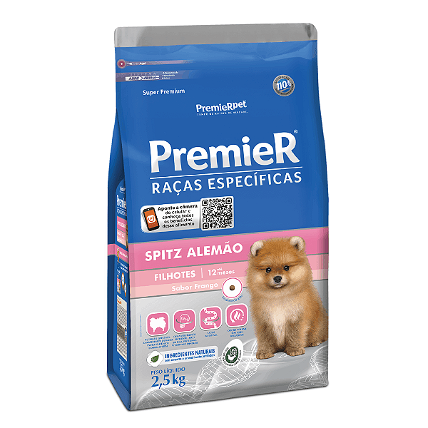 Ração Premier Raças Específicas Spitz Alemão Filhotes Frango 2,5Kg