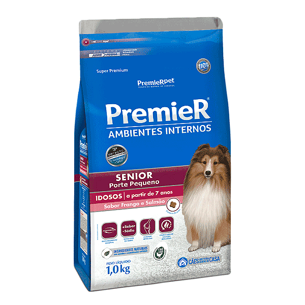 Ração Premier Ambientes Internos Cães Sênior Raças Pequenas 1Kg