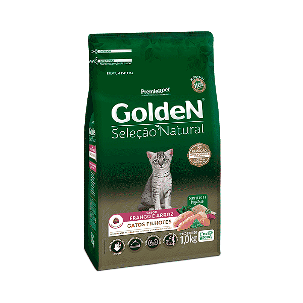 Ração Golden Seleção Natural Gatos Filhotes Frango e Arroz 1Kg