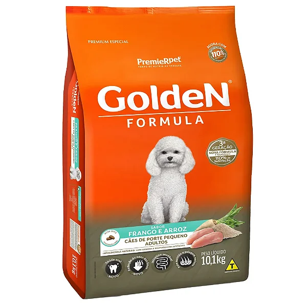 Ração Golden Fórmula Cães Adultos Raças Pequenas Frango e Arroz Mini Bits 10,1Kg