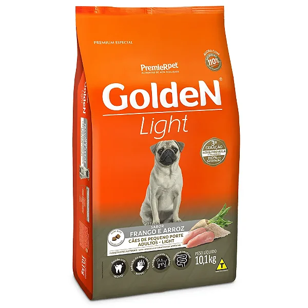 Ração Golden Fórmula Light Cães Adultos Porte Pequeno Frango e Arroz Mini Bits 10,1Kg