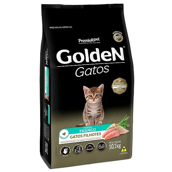 Ração Golden Gatos Filhotes Sabor Frango 10,1Kg