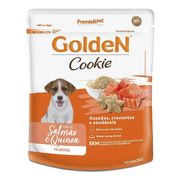 Cookie Golden Cães Filhotes Salmão e Quinoa 350g