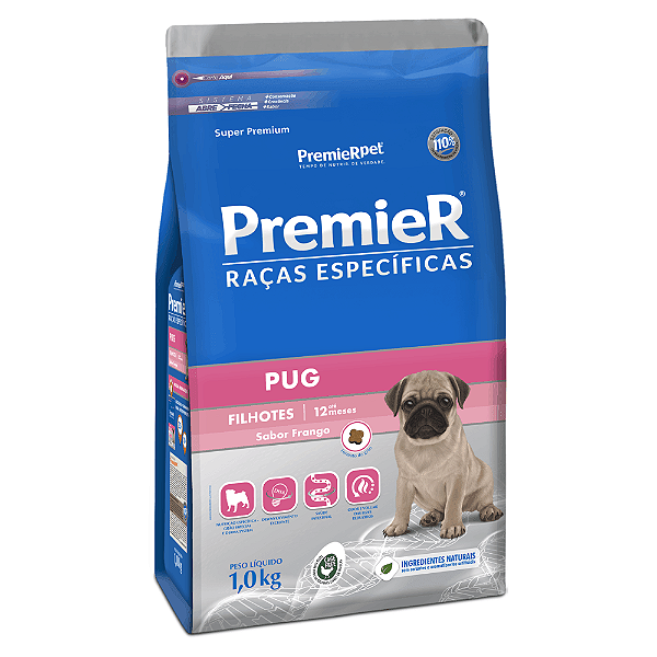 Ração Premier Raças Específicas Pug Filhotes Frango 1Kg