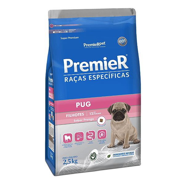 Ração Premier Raças Específicas Pug Filhotes Frango 2,5Kg