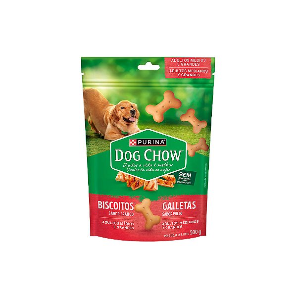 Biscoito Dog Chow Para Cães Adultos Médios e Grandes Sabor Frango 500g