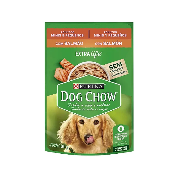 Ração Úmida Dog Chow Cães Adultos Mini e Pequenos Salmão 100g