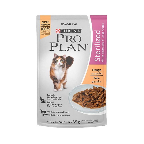 Ração Úmida Pro Plan Para Gatos Sterilized Sachê Sabor Frango 85g
