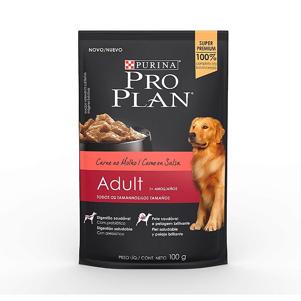 Ração Úmida Pro Plan para Cães Adultos Sachê sabor Carne 100g