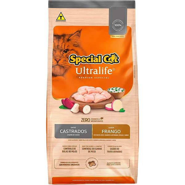 Ração Seca Special Cat Ultralife Frango e Arroz para Gatos Castrados 10,1kg