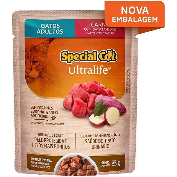 Ração Úmida Special Cat Sachê Carne para Gatos Adultos 85g
