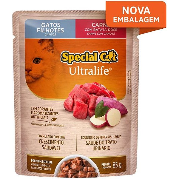 Ração Úmida Special Cat Sachê Carne para Gatos Filhotes 85g