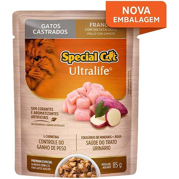 Ração Úmida Special Cat Sachê Frango para Gatos Castrados 85g