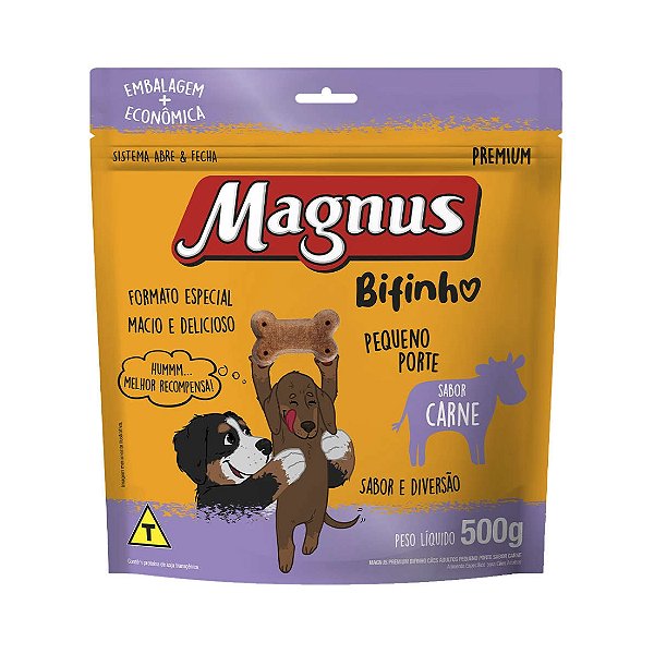 Bifinho Magnus Para Cães Adultos Porte Mini e Pequeno Sabor Carne 500g