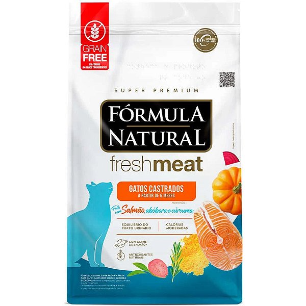 Ração Seca Fórmula Natural Fresh Meat Salmão para Gatos Castrados 1Kg