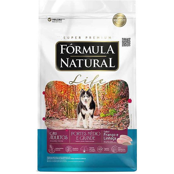 Ração Fórmula Natural Life Super Premium para Cães Adultos de Raças Média e Grande 15Kg
