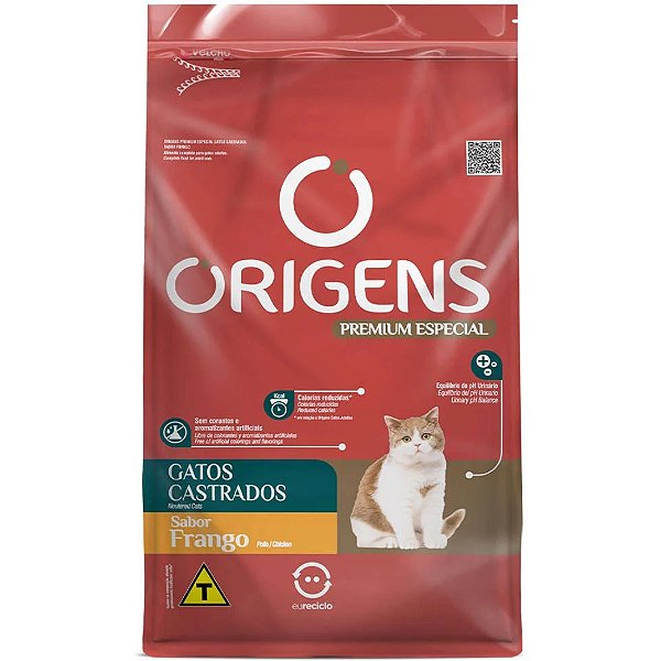 Ração Seca Origens Frango para Gatos Castrados 10,1Kg