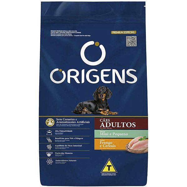 Ração Seca Origens Frango e Cereais para Cães Adultos de Raças Minis e Pequenas 15Kg