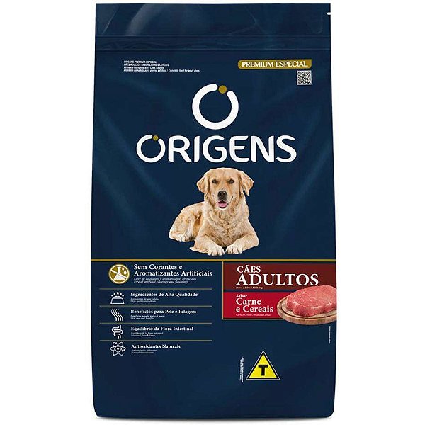 Ração Seca Origens Carne e Cereais para Cães Adultos 15Kg