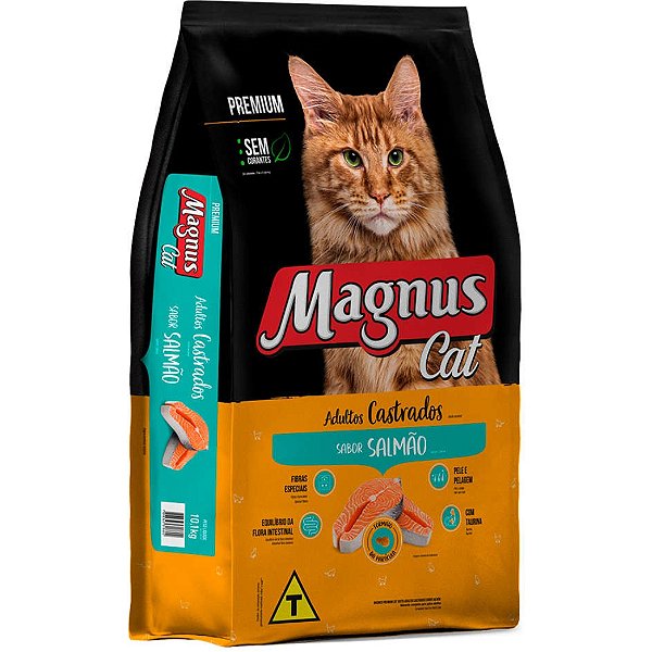 Ração Seca Magnus Cat Salmão para Gatos Adultos Castrados 10,1Kg