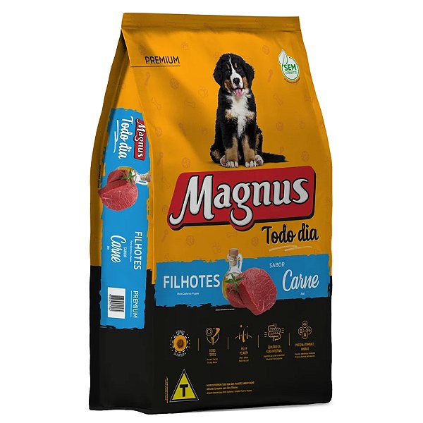 Ração Seca Magnus Todo Dia Carne para Cães Filhotes 10,1Kg