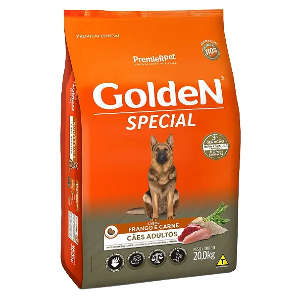 Ração Golden Special para Cães Adultos Frango e Carne 20Kg