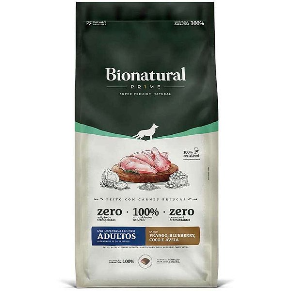 Ração Seca Bionatural Prime Frango Para Cães Adultos Porte Médio e Grande 2,5Kg