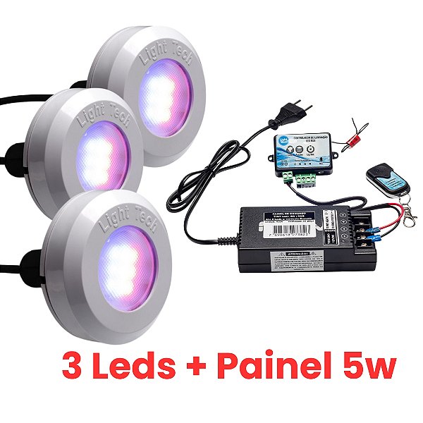 Kit 3 Refletores Tiny Led 5W Para Piscina Light Tech