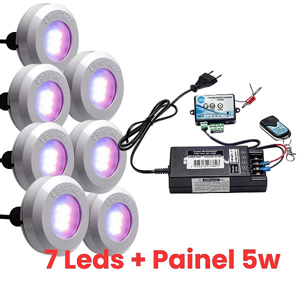 Kit 7 Refletores Tiny Led 5W Para Piscina Light Tech