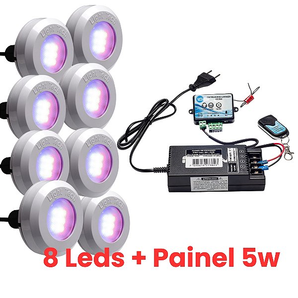 Kit 8 Refletores Tiny Led 5W Para Piscina Light Tech