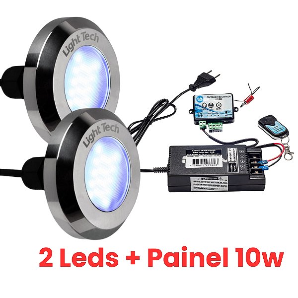 Kit 2 Refletores Tiny Led 10W Inox Para Piscina Light Tech