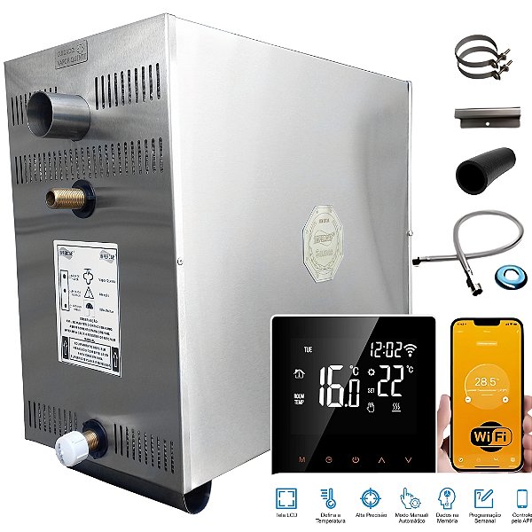 Sauna a Vapor Modelo Profissional MP21ST3 21KW 380V Trifásico Painel Smart Impercap