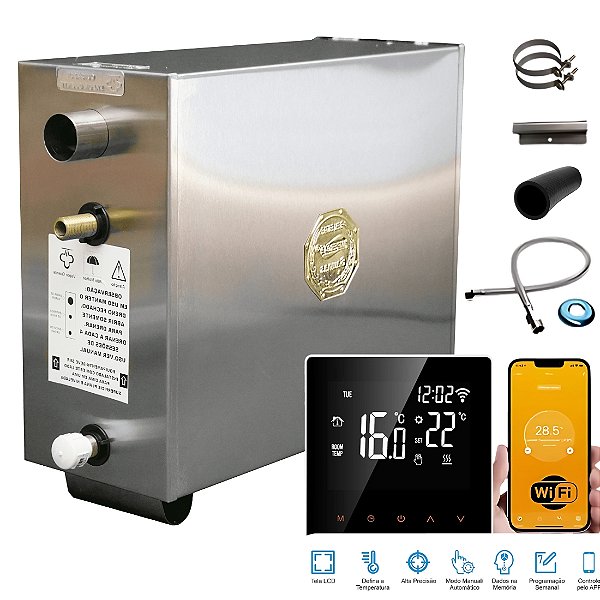 Sauna a Vapor Modelo Master Premium MPP36ST2 36KW 220V Painel Smart Trifásico Impercap