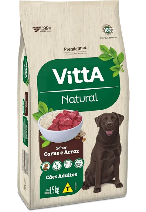 Ração Vitta Natural Cães Adultos Carne e Arroz 15kg