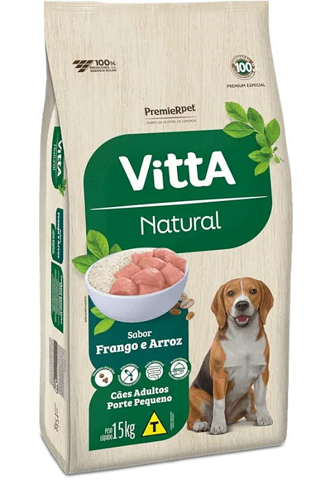 Ração Vitta Natural Cães Adultos Pequeno Porte Frango e Arroz 15kg
