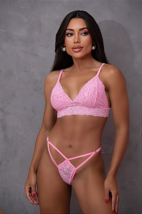 Conjunto Lotus - Lingerie Sensual Rosa