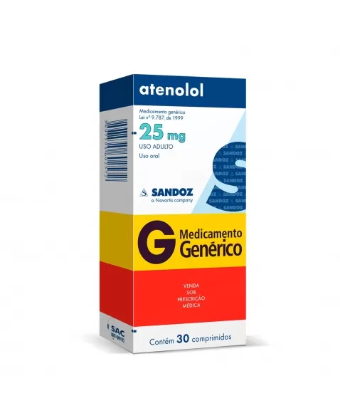 Atenolol 25mg com 30 Comprimidos Sandoz
