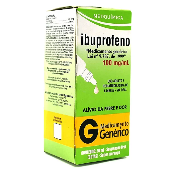 Ibuprofeno 100mg/Ml 20ml Medquímica Genérico