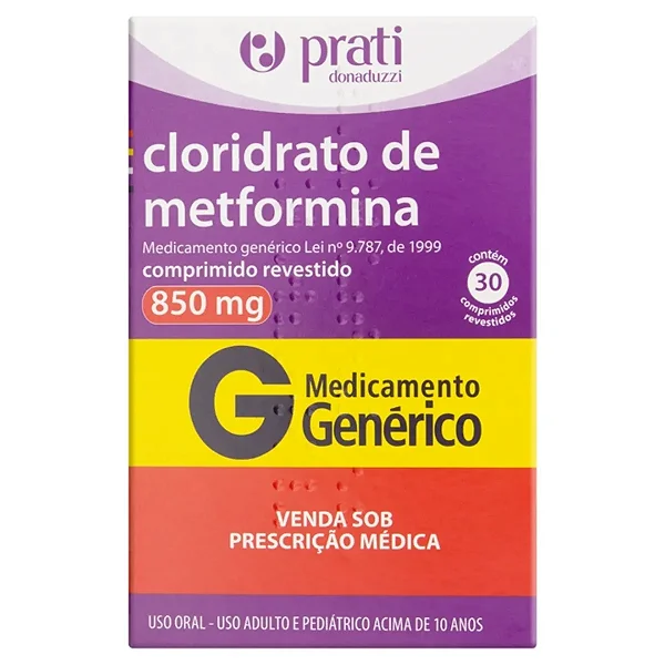 Cloridrato De Metformina 850mg C/30 Comprimidos Prati
