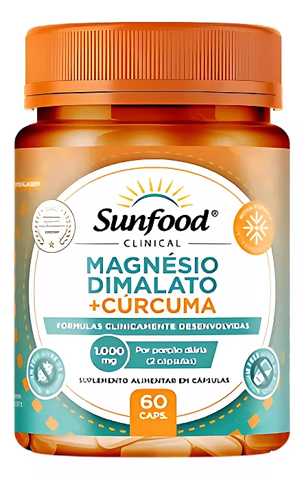 Magnesio Dimalato + Curcuma 1000mg 60 Caps Sunfood