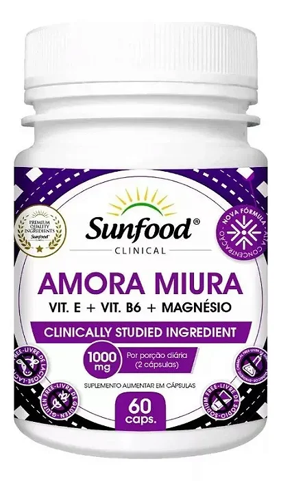 Amora Miúra + Magnésio Dimalato + Vitamina E + Vitamina B6 60 caps. 1000mg