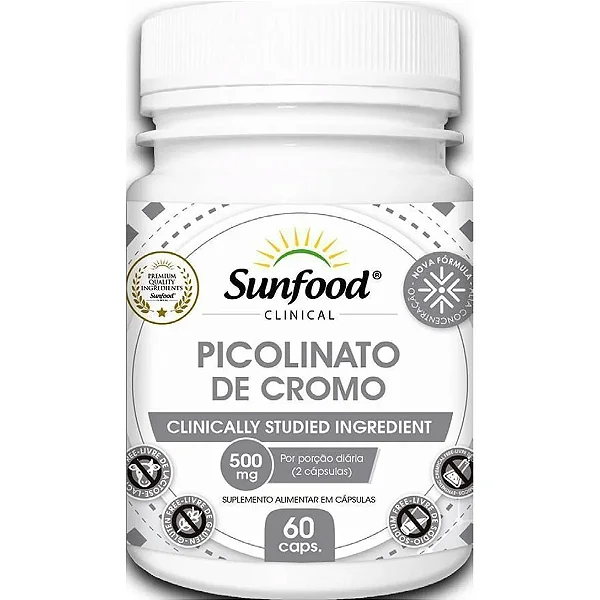 Picolinato De Cromo 500Mg 60 Caps Sunfood Clinical - Branco